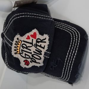 Girl Power Baseball Hat Cap Headwear Black KBETHOS Vintage Look Woman Leader